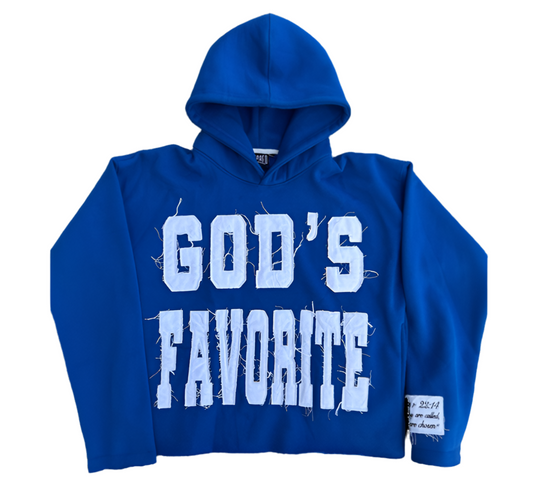 "GOD'S FAVORITE" Blue and White Hoodie