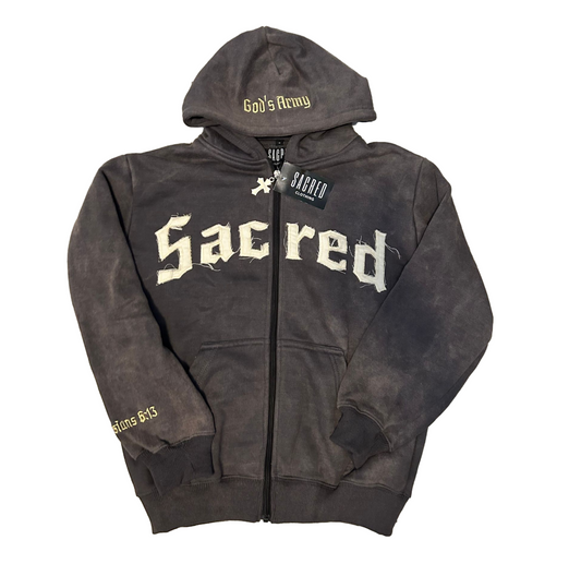 Grey Acid Wash ¨Soldier¨ Zip Up