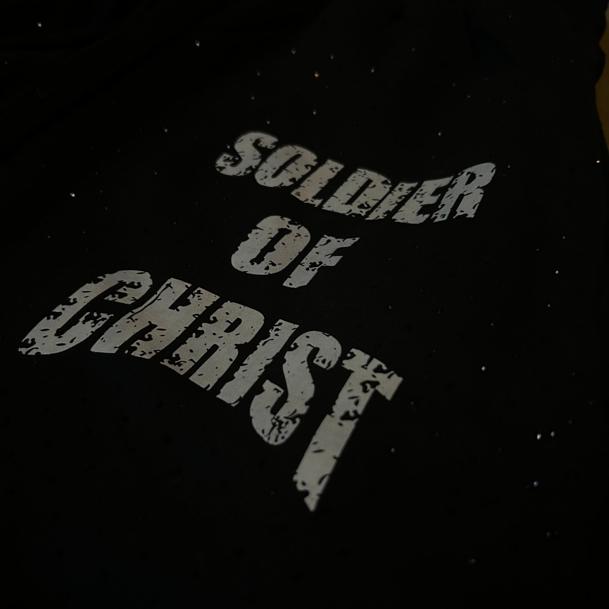 "Soldier Of Christ" Black Rhinestones Sweatpants