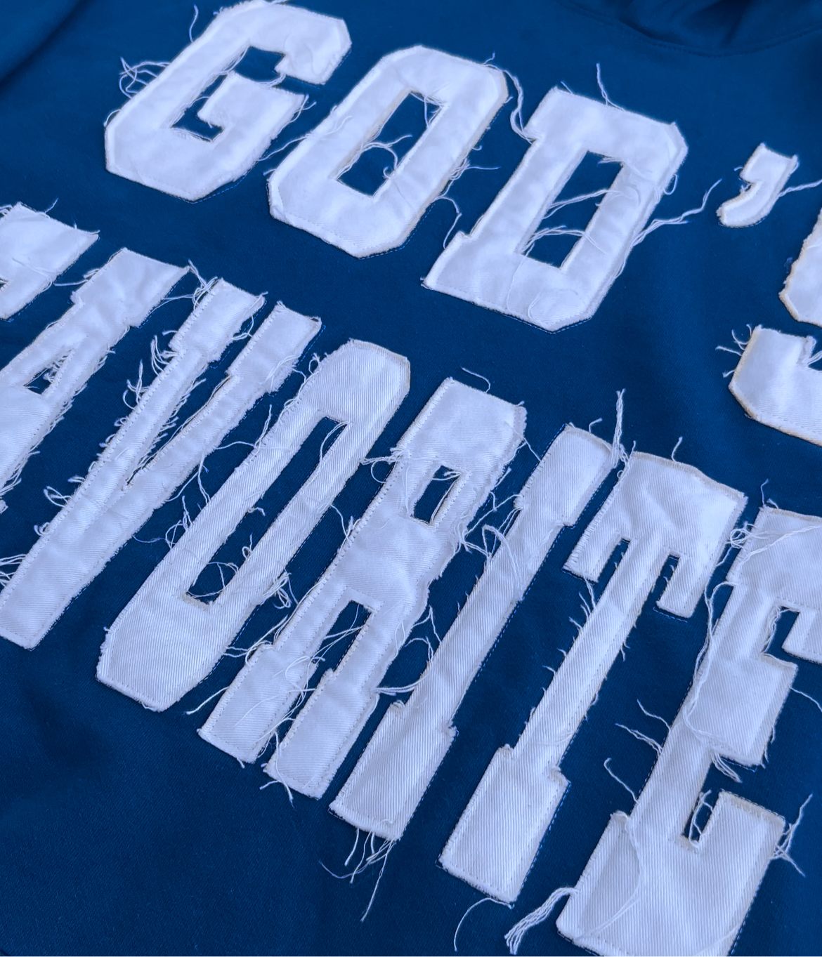 "GOD'S FAVORITE" Blue and White Hoodie