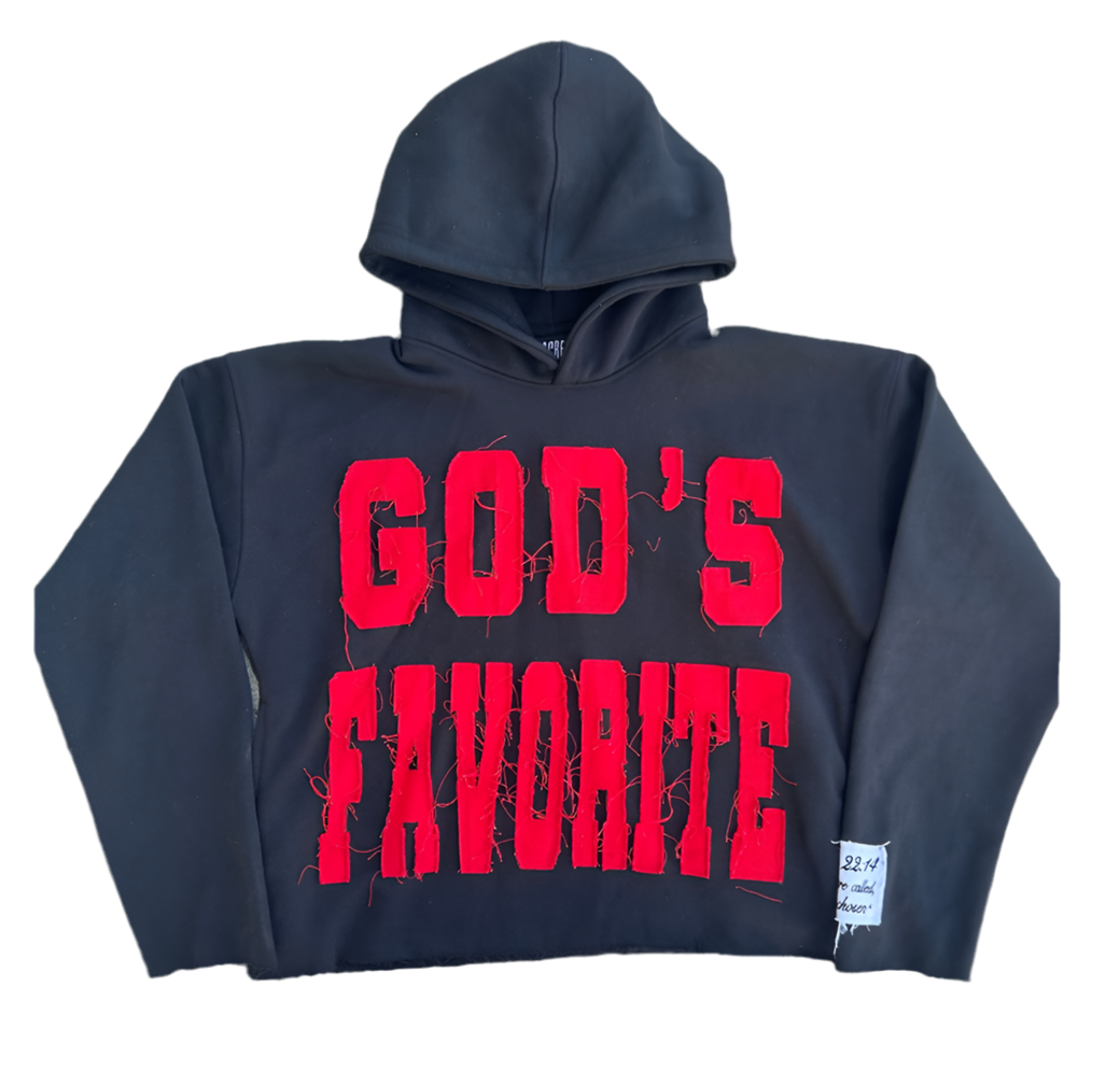 "GOD'S FAVORITE" Black and Red Hoodie