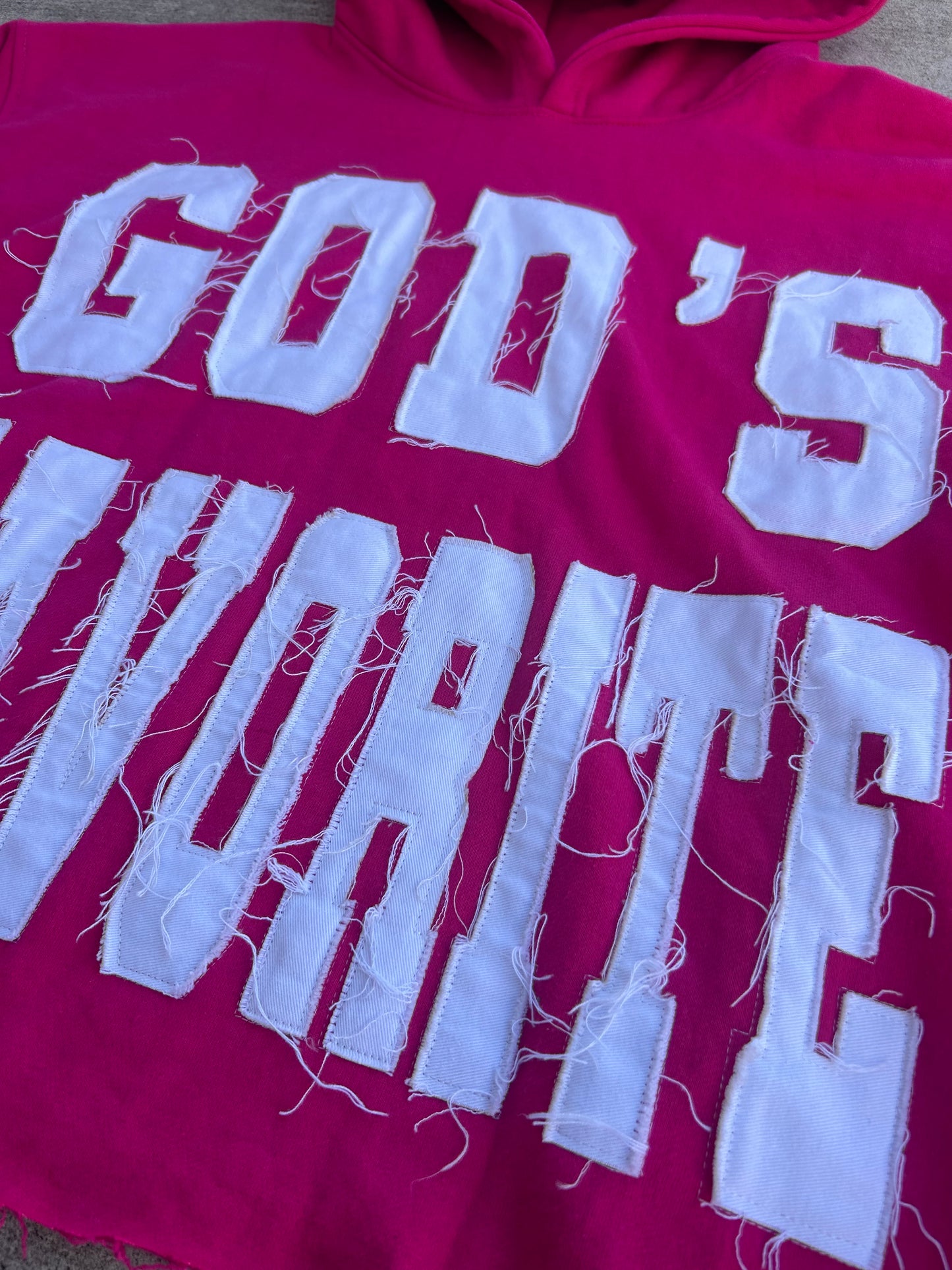 "GOD'S FAVORITE" Pink and White Hoodie