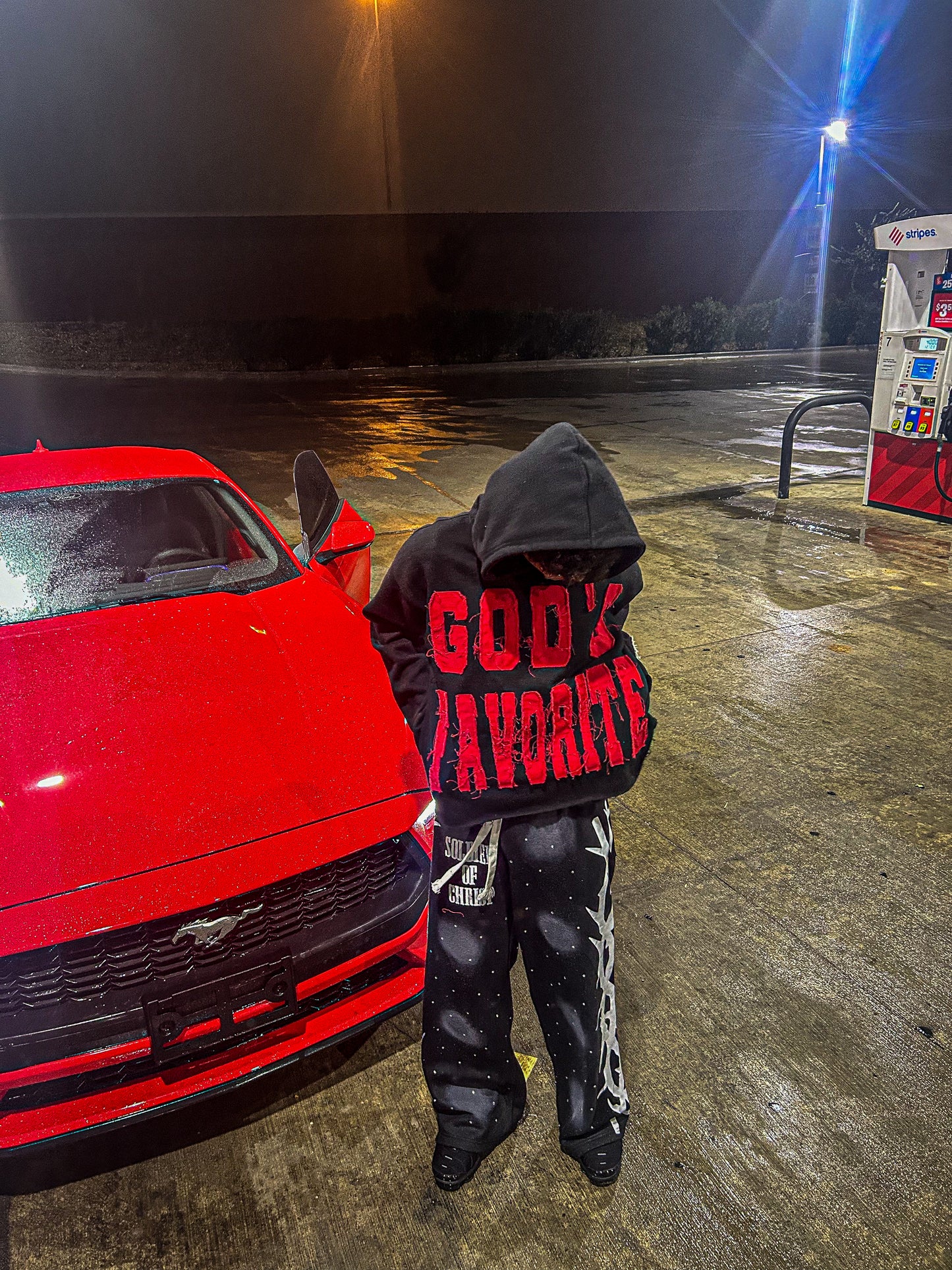 "GOD'S FAVORITE" Black and Red Hoodie